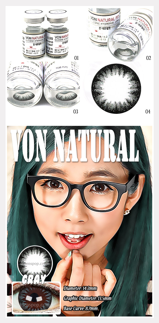 Description image of Von Natrual Fit Barbie Gray (2pcs) 6 Months Colored Contacts Lenses